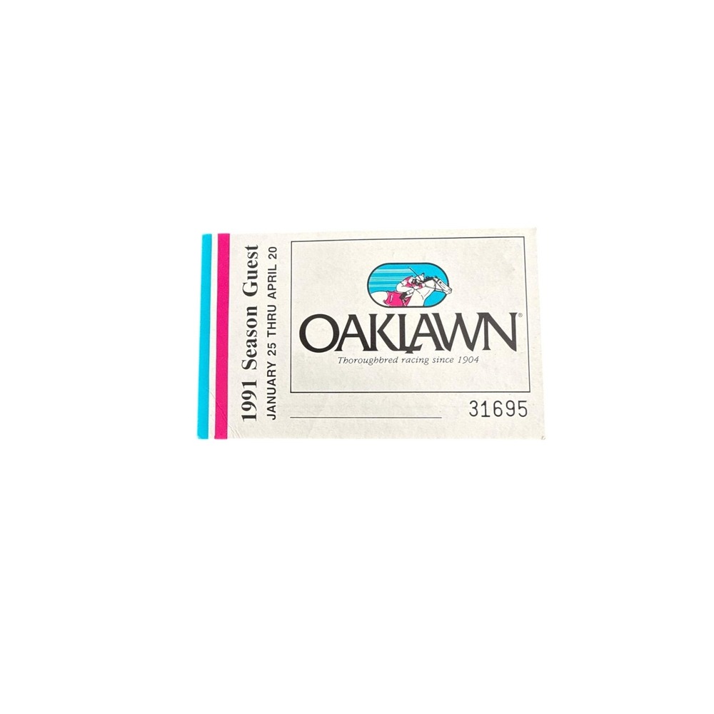 Vintage 1991 Oaklawn Thoroughbred Racing Season Guest Pass Arkansas Memorabilia